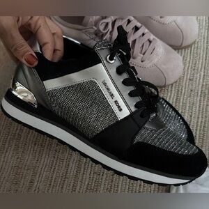 Michael Kors Glitter Black and Silver Sneakers